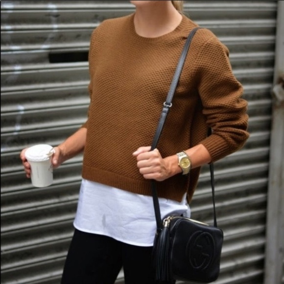 J. Crew Sweaters - J. Crew Brown Wool Sweater White Shirttail Small